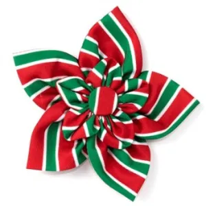 Holiday Stripe Collar Flower