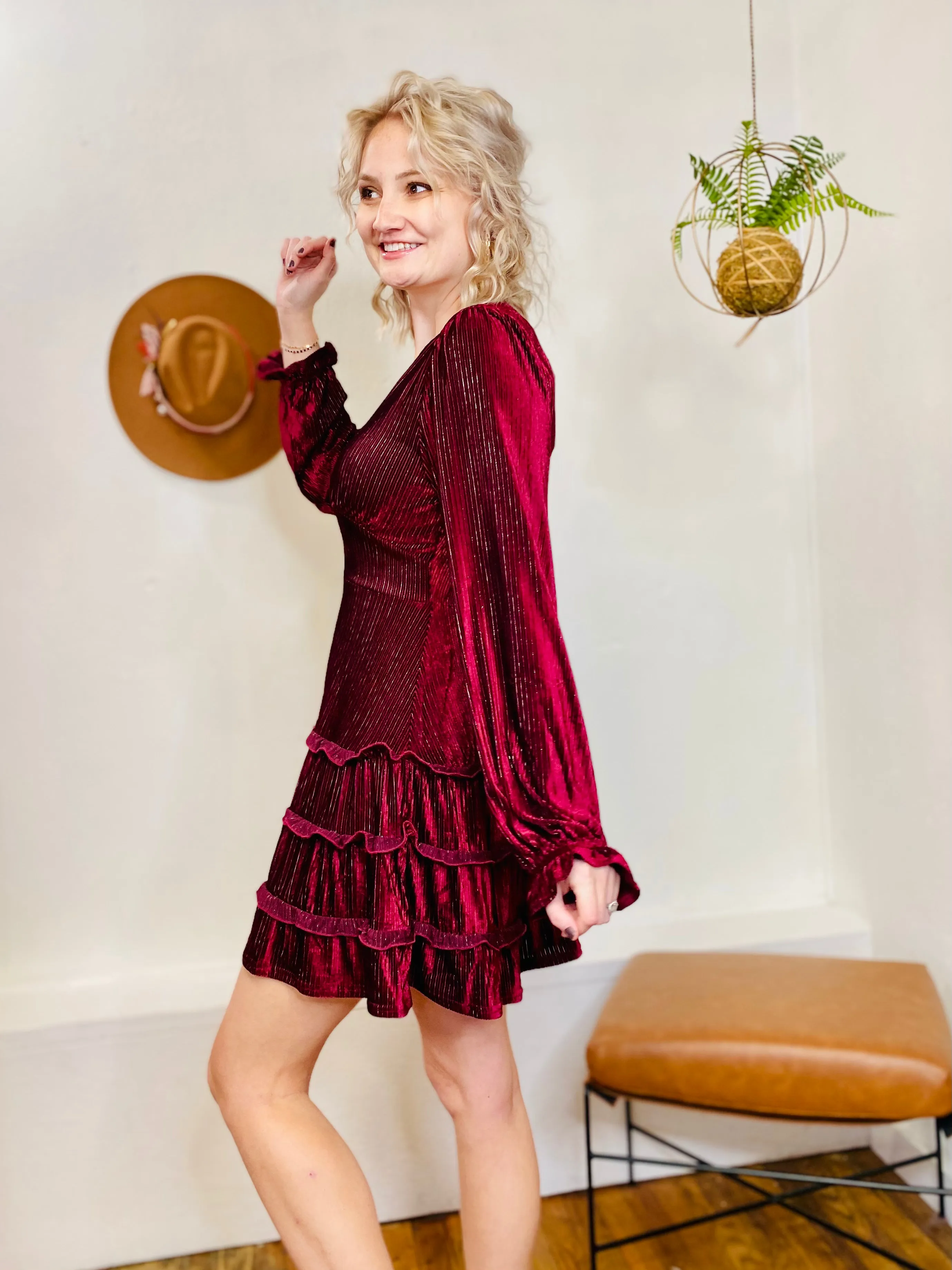 Holiday Velvet Dress - Maroon
