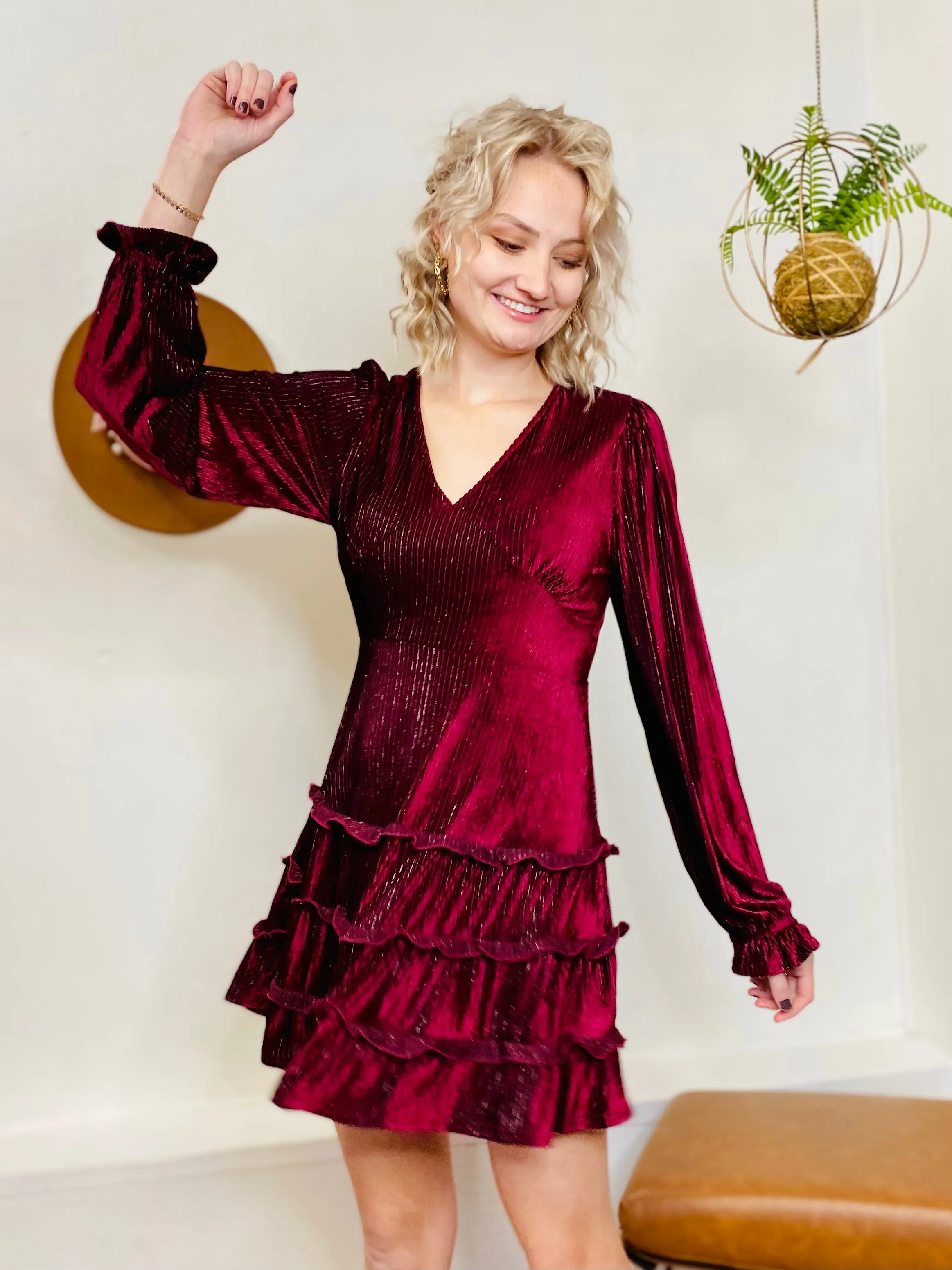 Holiday Velvet Dress - Maroon
