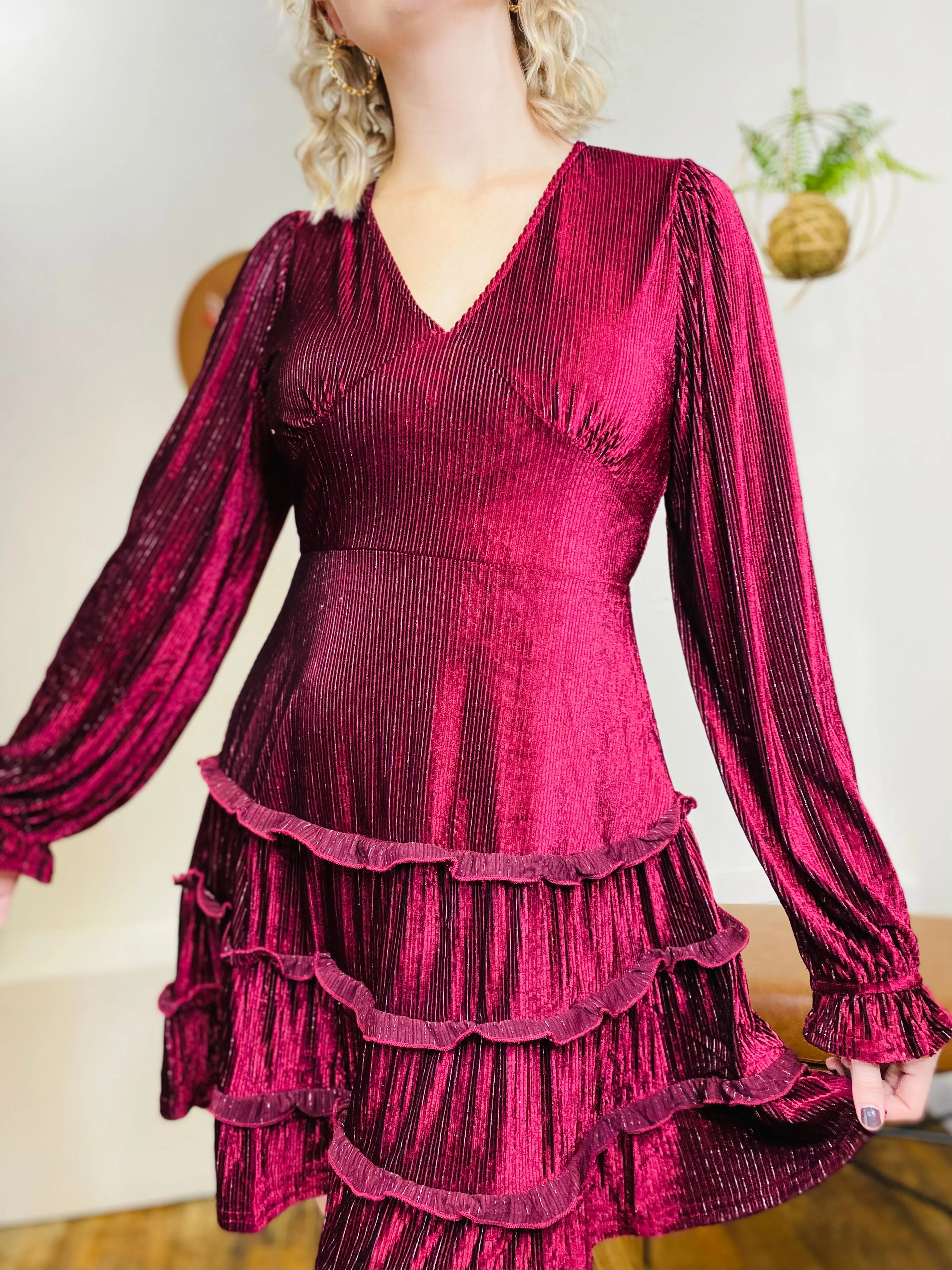 Holiday Velvet Dress - Maroon