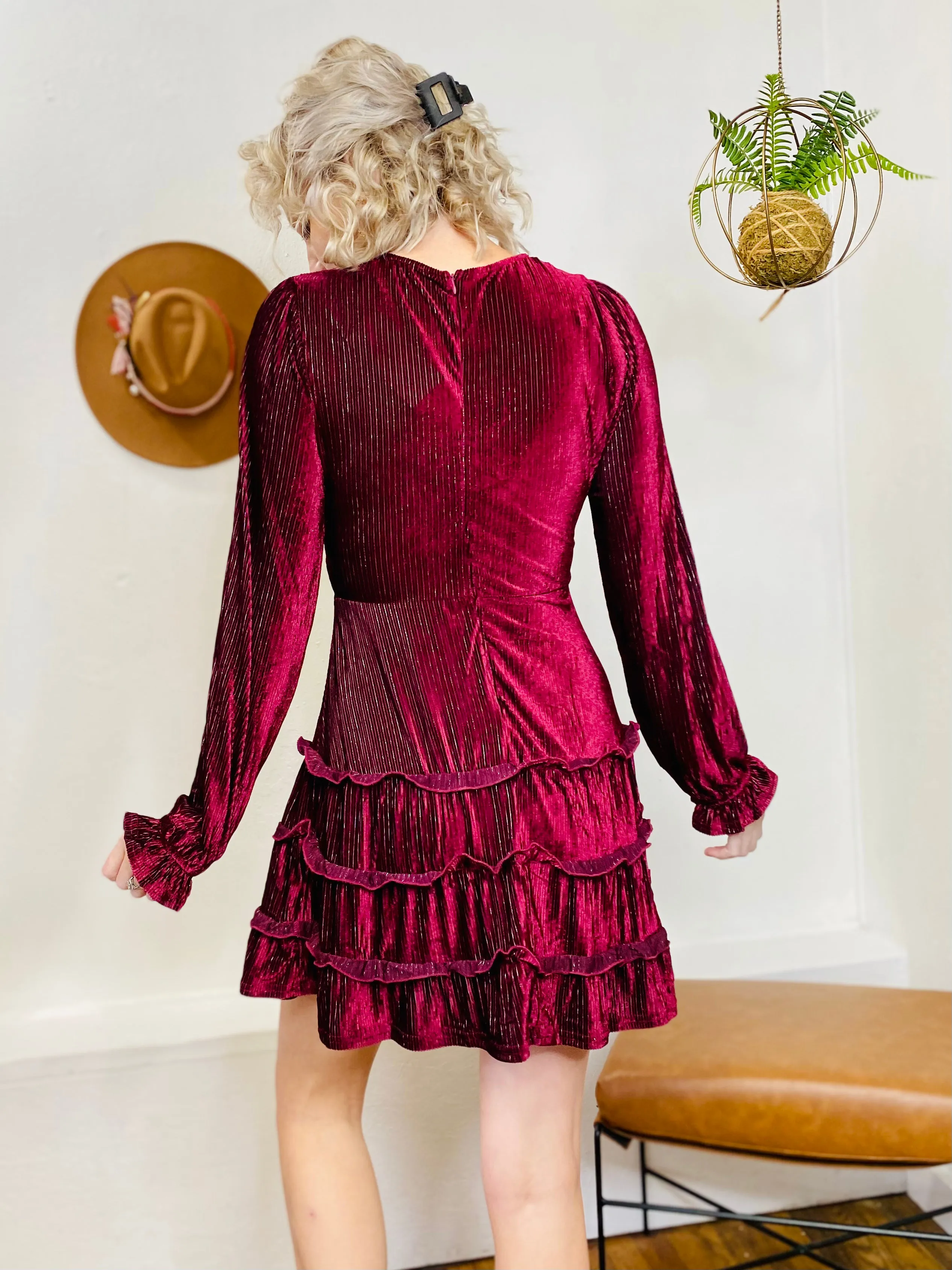Holiday Velvet Dress - Maroon