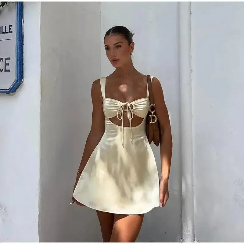 Hollow Out Tie-Up Mini Dress