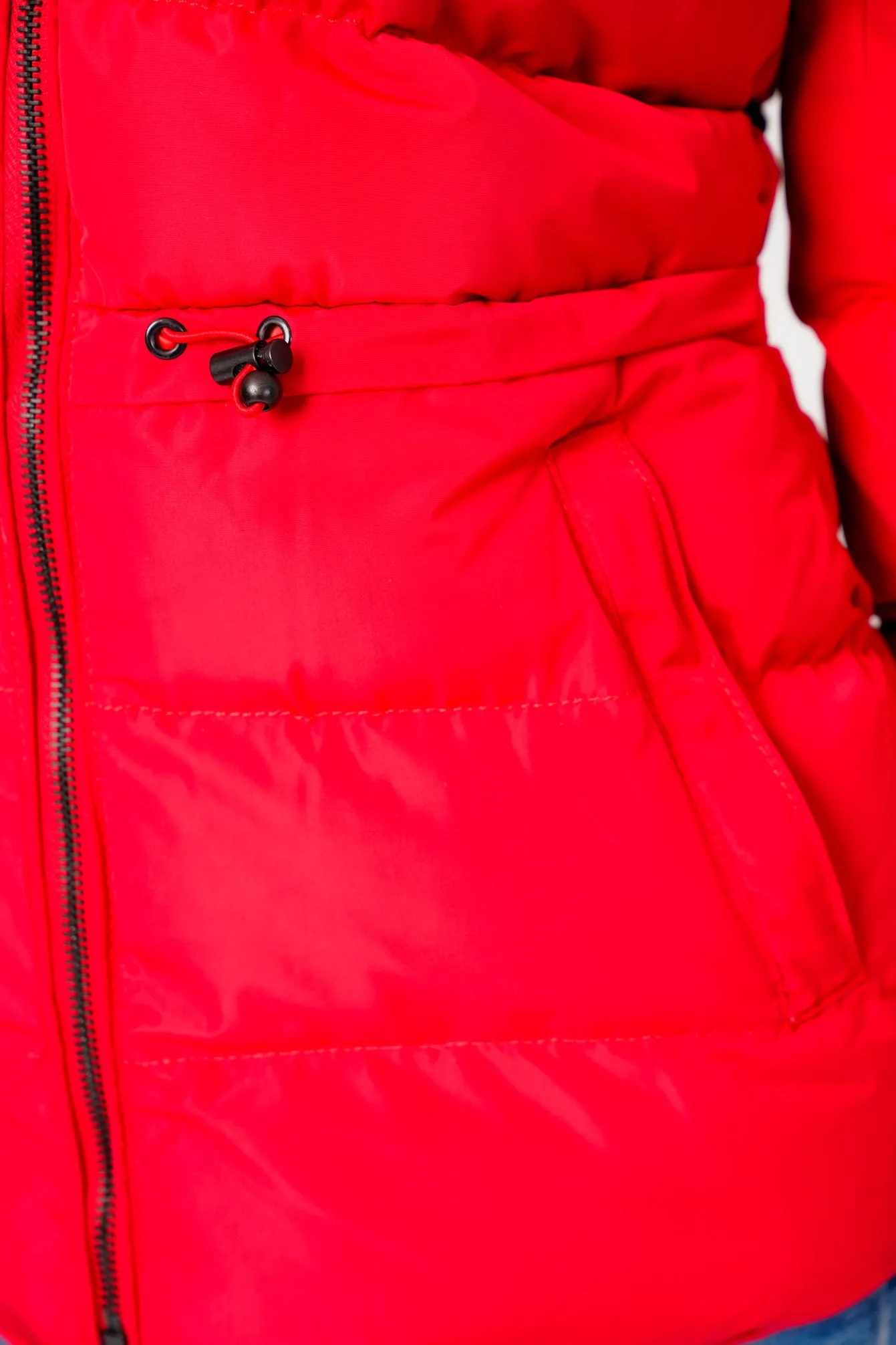 Jasmin Quilted Puffer Jacket With Faux Fur Trim Hood In Crimson - Tokyo Laundry