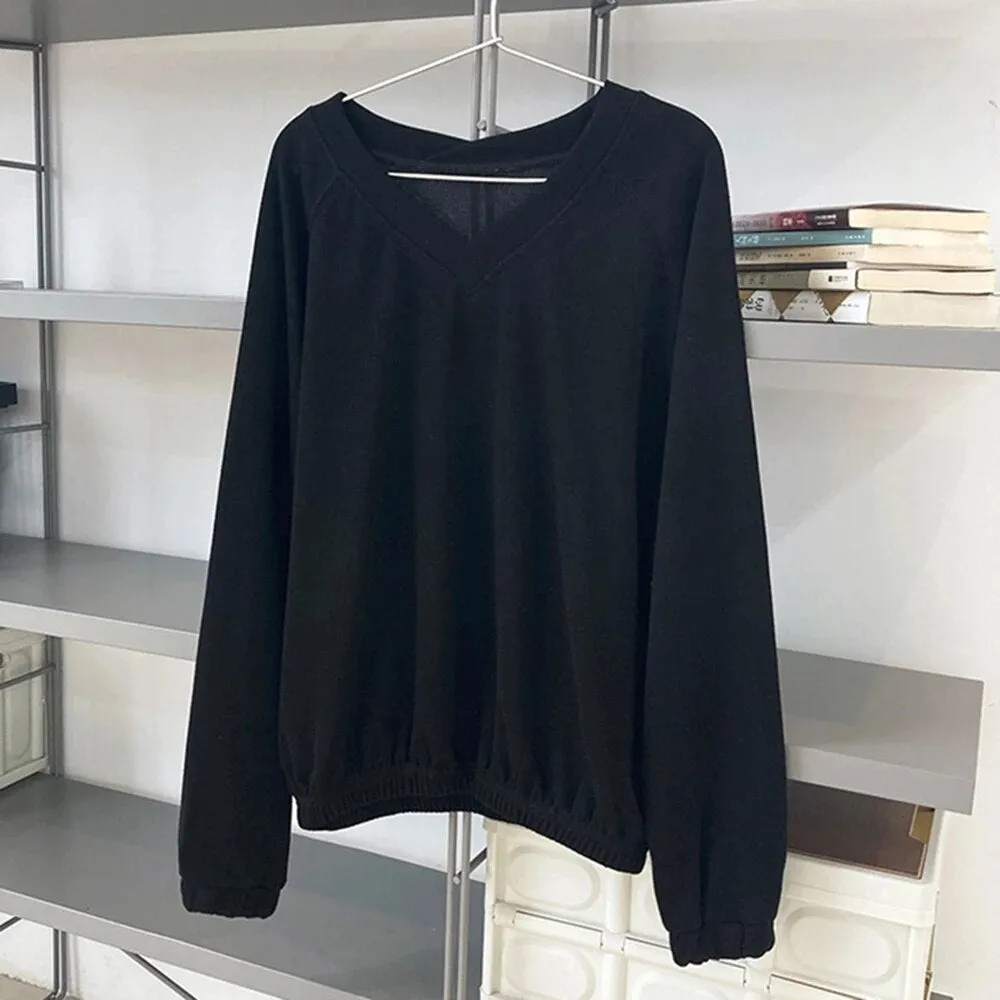 Knitting Loose Sweater For Women V Neck Long Sleeve Causal Minimalist Sweater Female Fashion Autumn Clothing