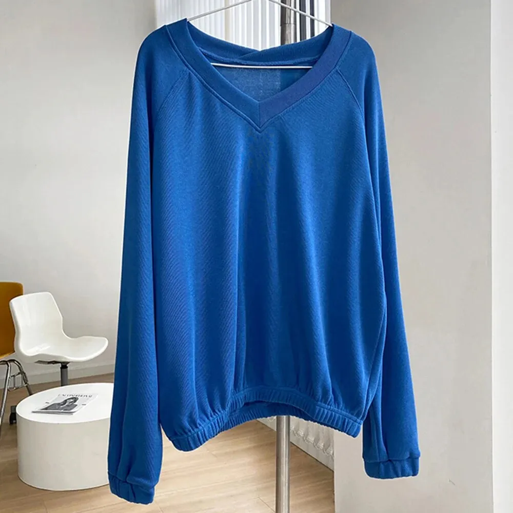 Knitting Loose Sweater For Women V Neck Long Sleeve Causal Minimalist Sweater Female Fashion Autumn Clothing
