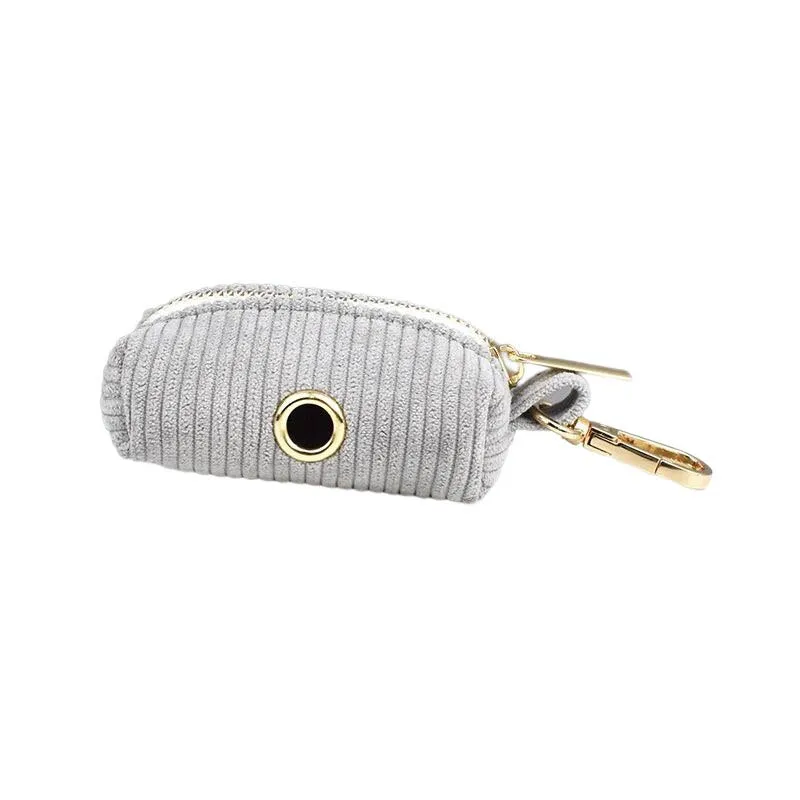 Light Grey Corduroy Dog Collar And Leash With Custom Engraved Nameplate