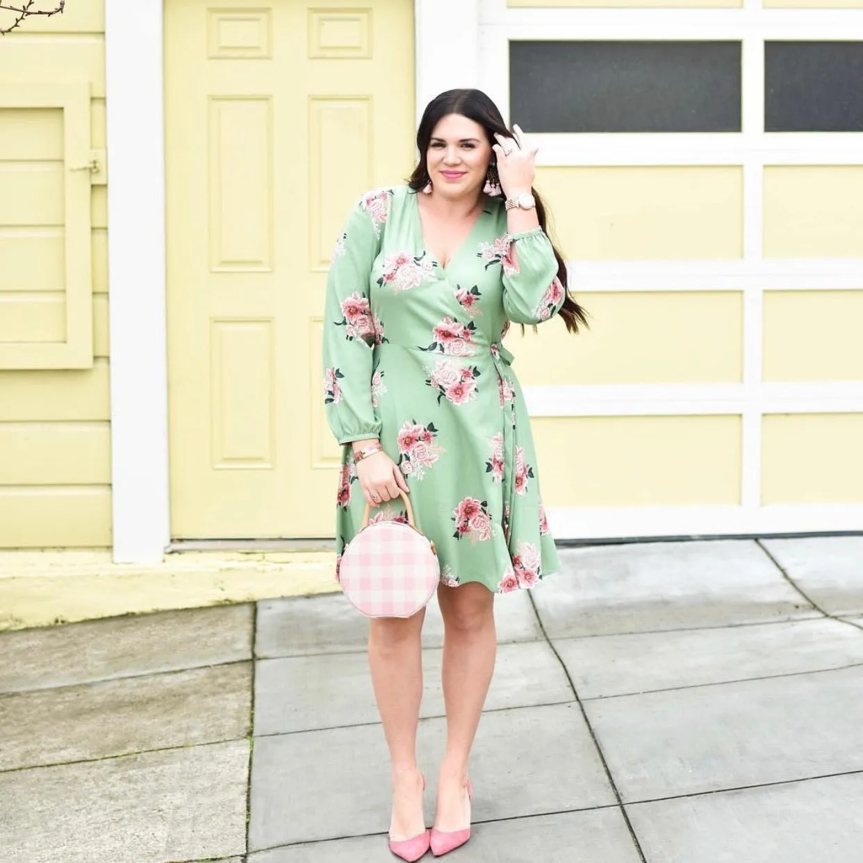 Loft Green Floral Wrap Dress- Size 12