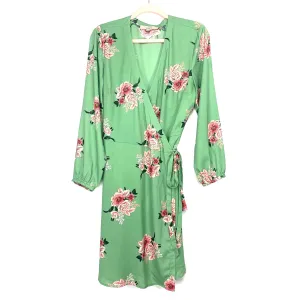 Loft Green Floral Wrap Dress- Size 12