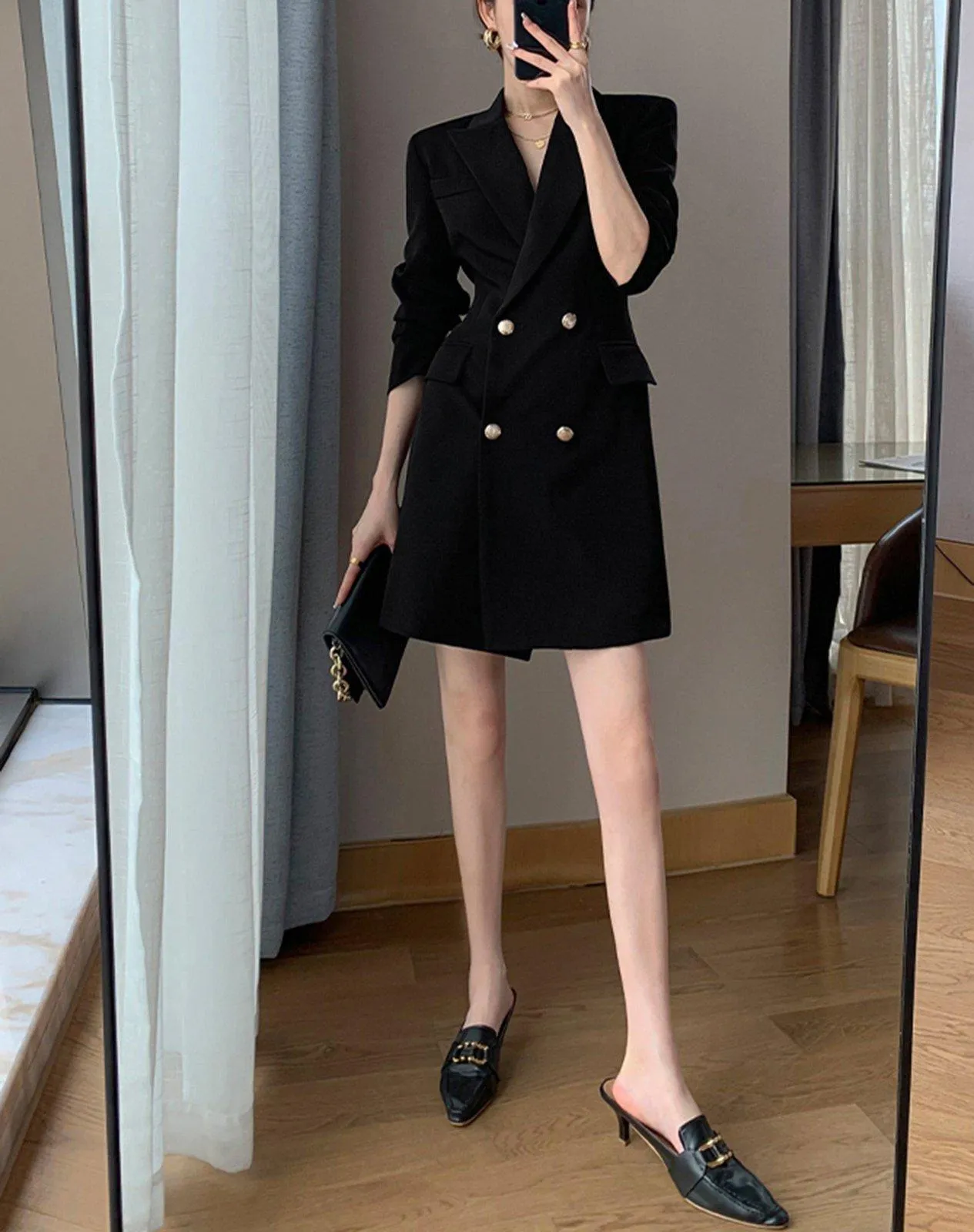 Long Sleeve Slim Fit Double Breasted Blazer Coat