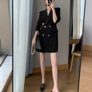 Long Sleeve Slim Fit Double Breasted Blazer Coat