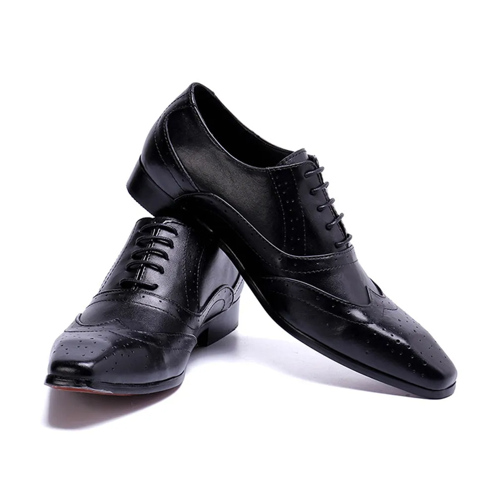 Mens Lace Up Square Toe Low Heel Oxford Shoes