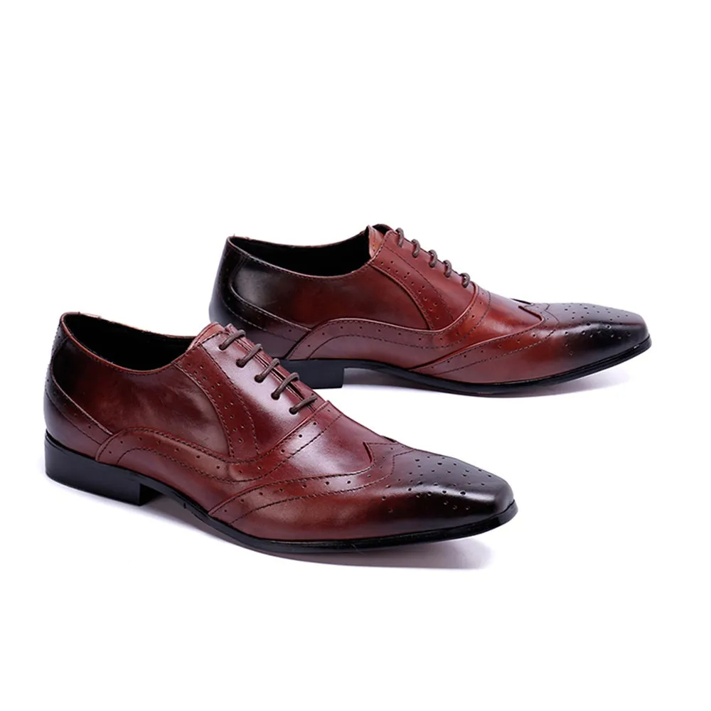Mens Lace Up Square Toe Low Heel Oxford Shoes