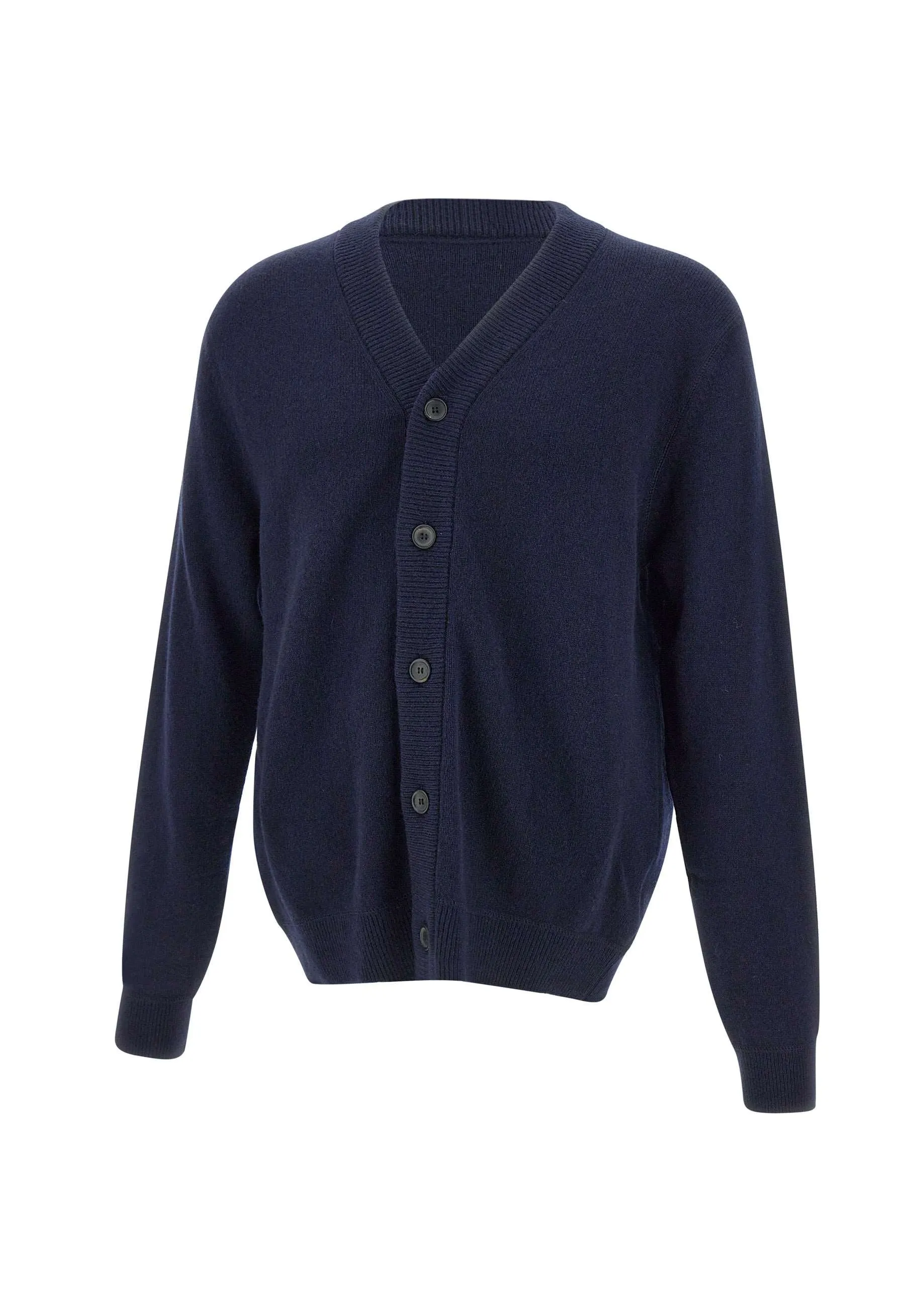 Merino Wool V-Neck Cardigan in Blue