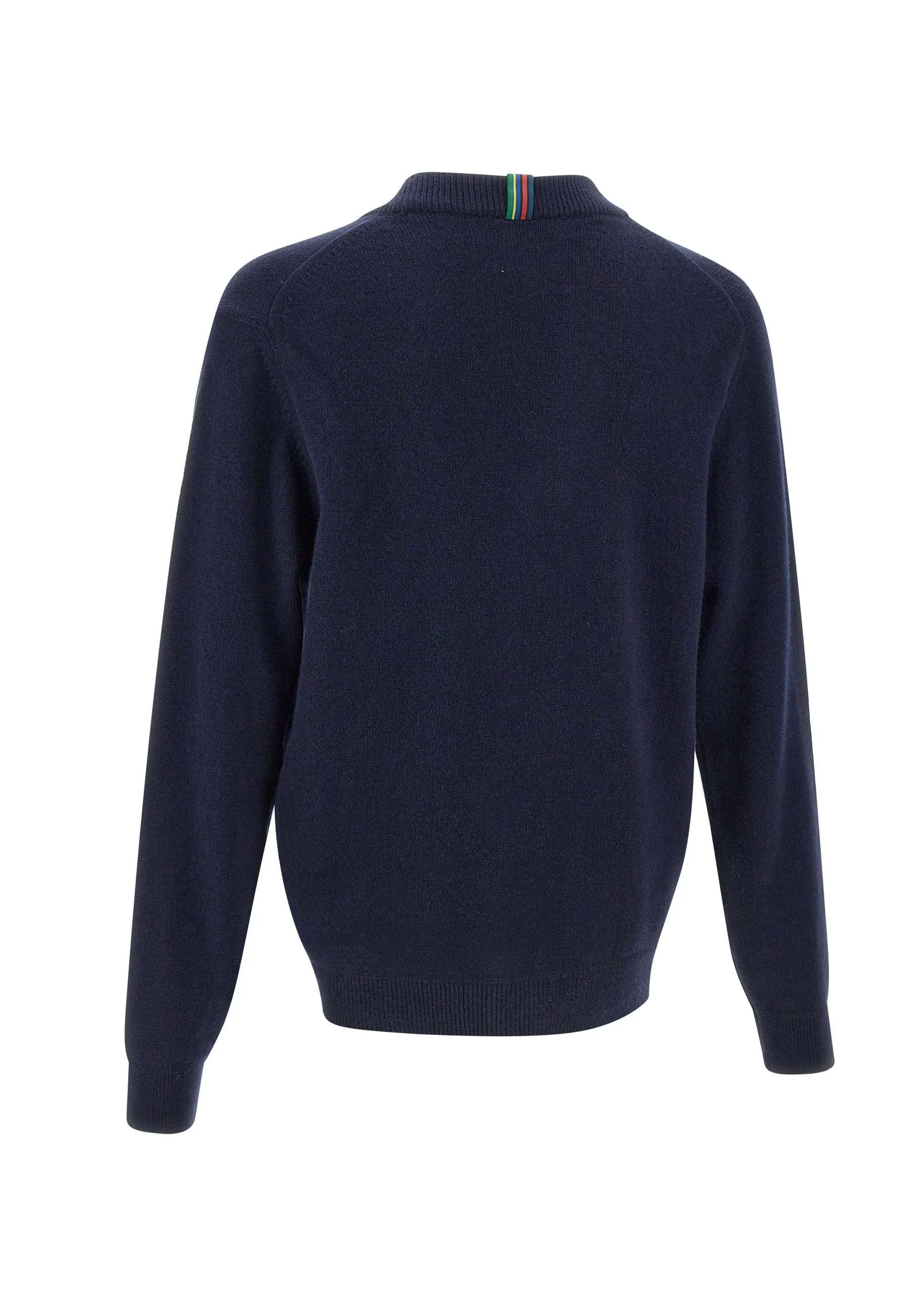 Merino Wool V-Neck Cardigan in Blue