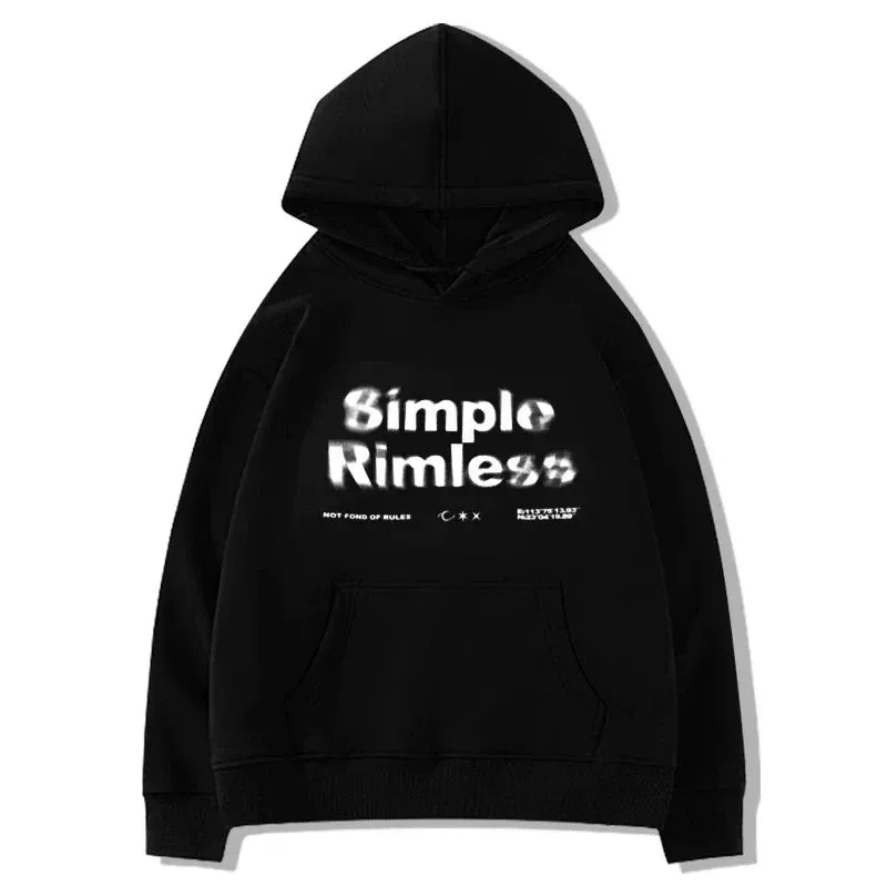 Metaversmall Wine Red Chic Letter Printing Women Hoodies Fashion Hooded Drawstring Basic Pure Color Simple Casual Loose Female Hoodies