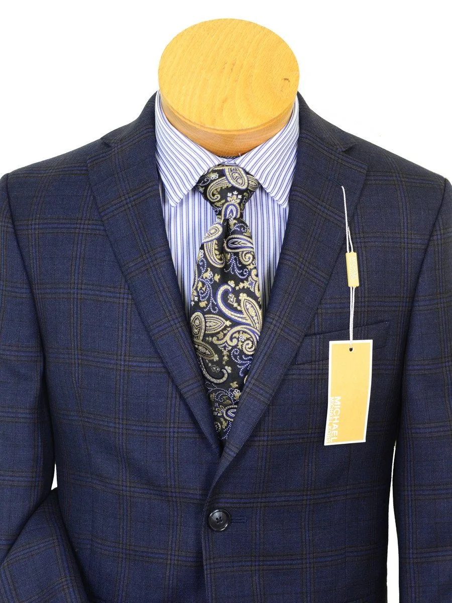 Michael Kors 20527 100% Wool Boy's Sport Coat - Plaid - Navy / Multi, 2-Button Single Breasted