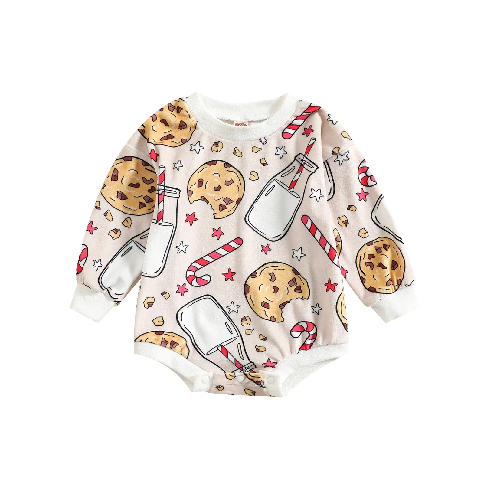 Milk, Cookie, and Candy Cane Baby Onesie