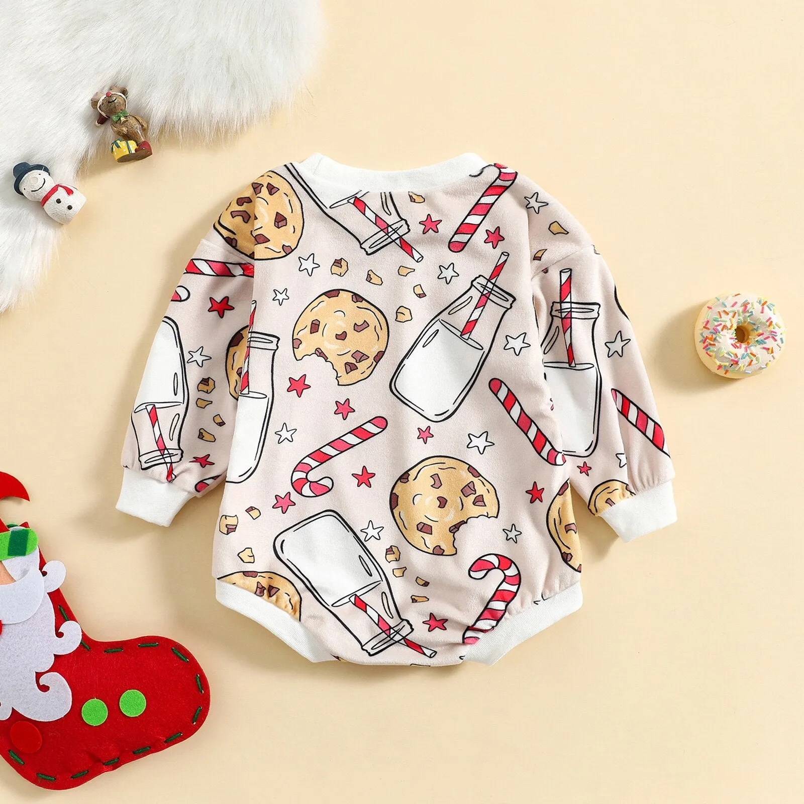 Milk, Cookie, and Candy Cane Baby Onesie