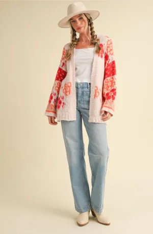 Multi floral pattern cardigan