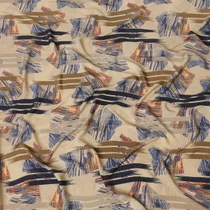Multicolor synthetic crepe fabric in abstract design-D14181