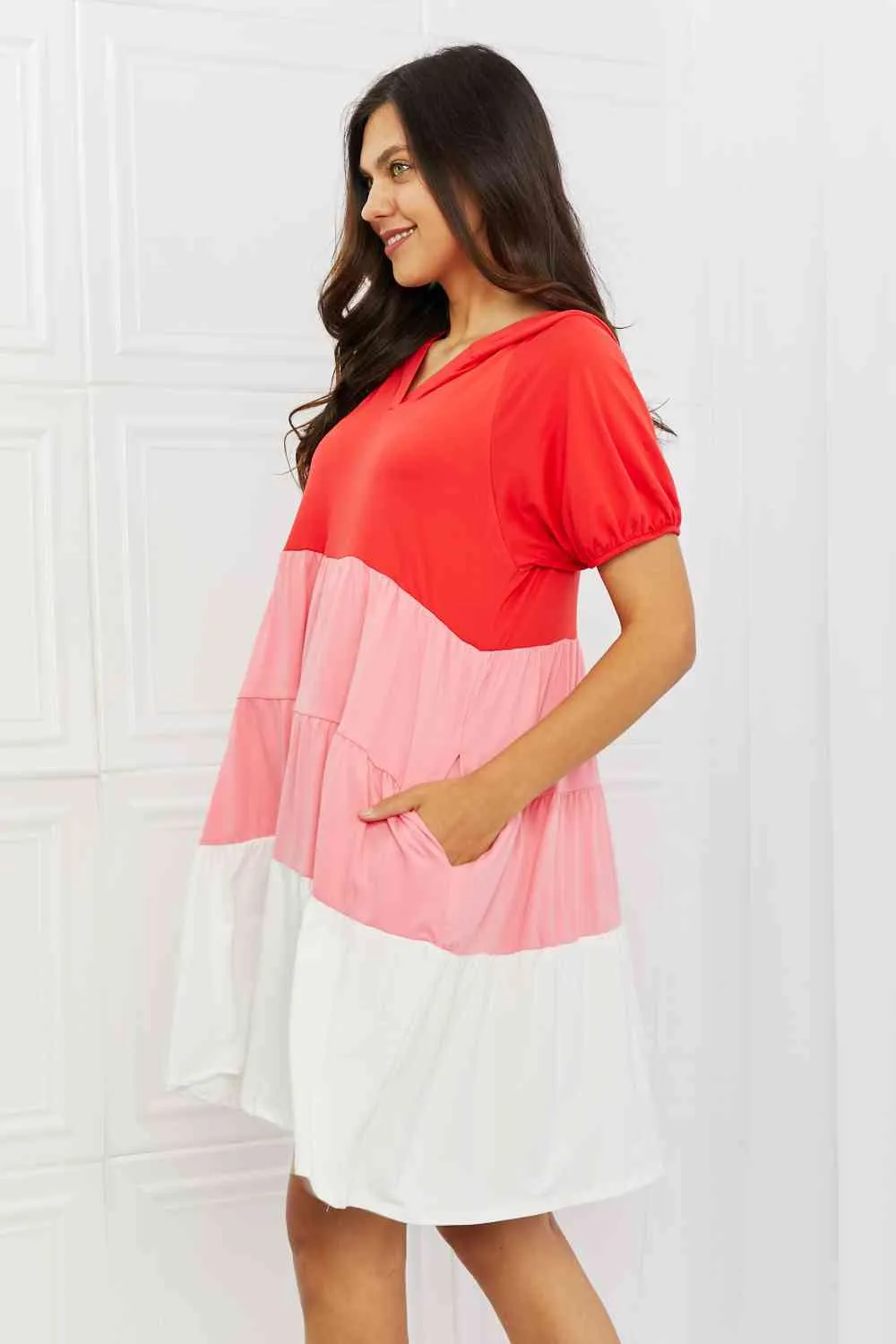 My Only Wish Full Size Color Blocked Hooded Dress