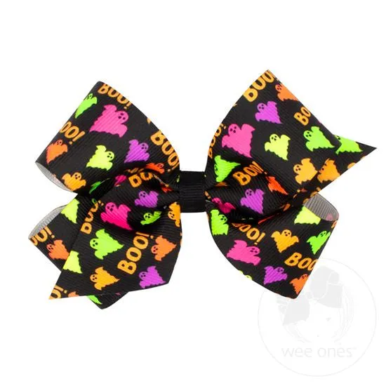 Neon Halloween themed grosgrain bow