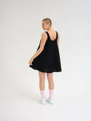 NILI black flare linen dress