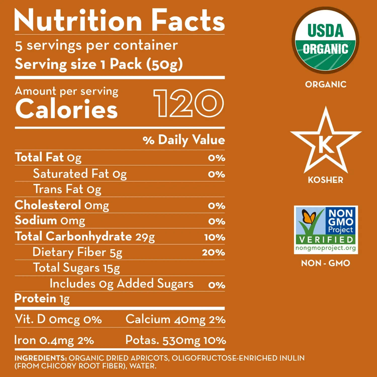 ORGANIC DRIED APRICOTS W/ ADDED PREBIOTICS
