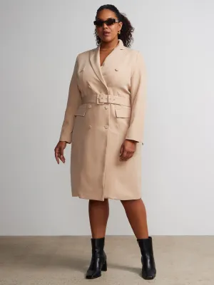 Plus Long Sleeve Belted Blazer Dress