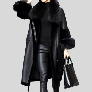 Raccoon Collar Wool Genuine Leather Jacket
