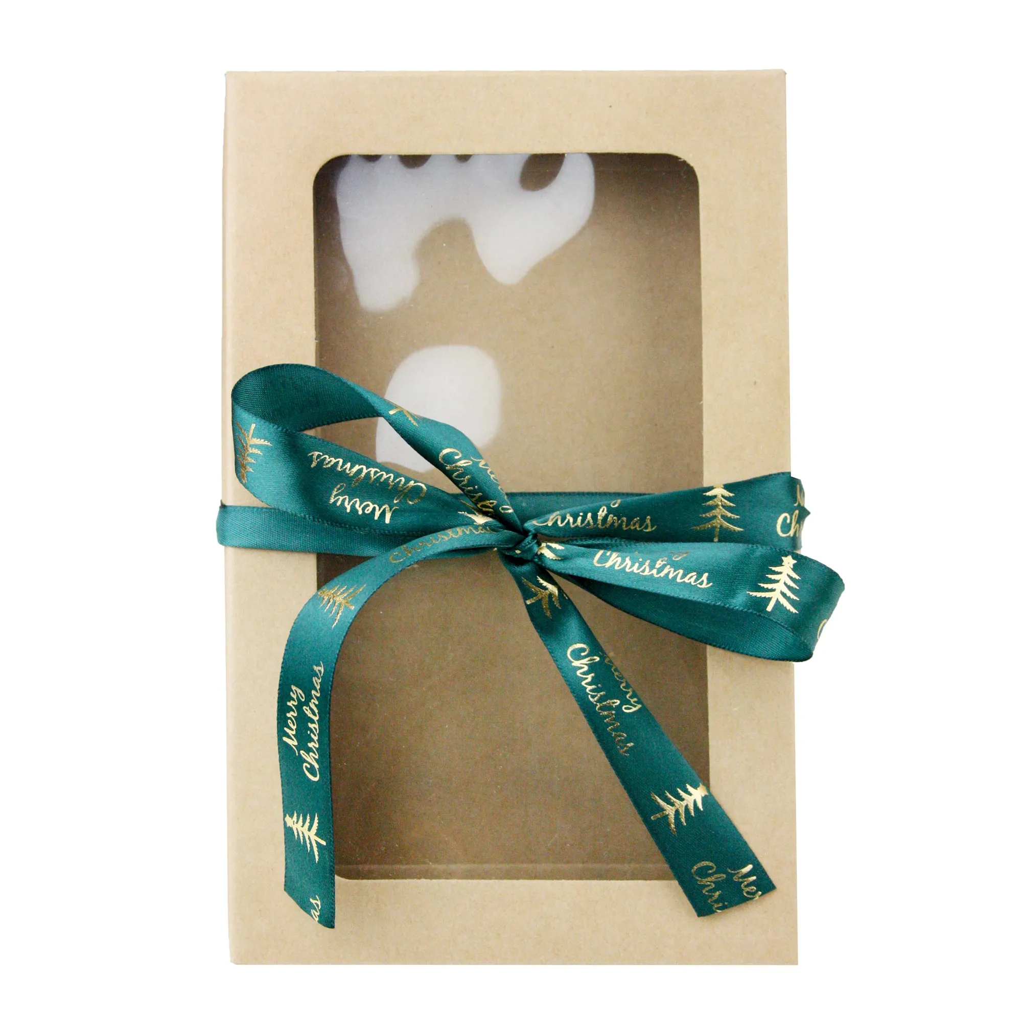 Rectangle Brown Kraft Gift Boxes with Christmas Ribbon Pack of 12 (Sizes Available)