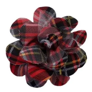 Red Stewart Plaid Collar Flower