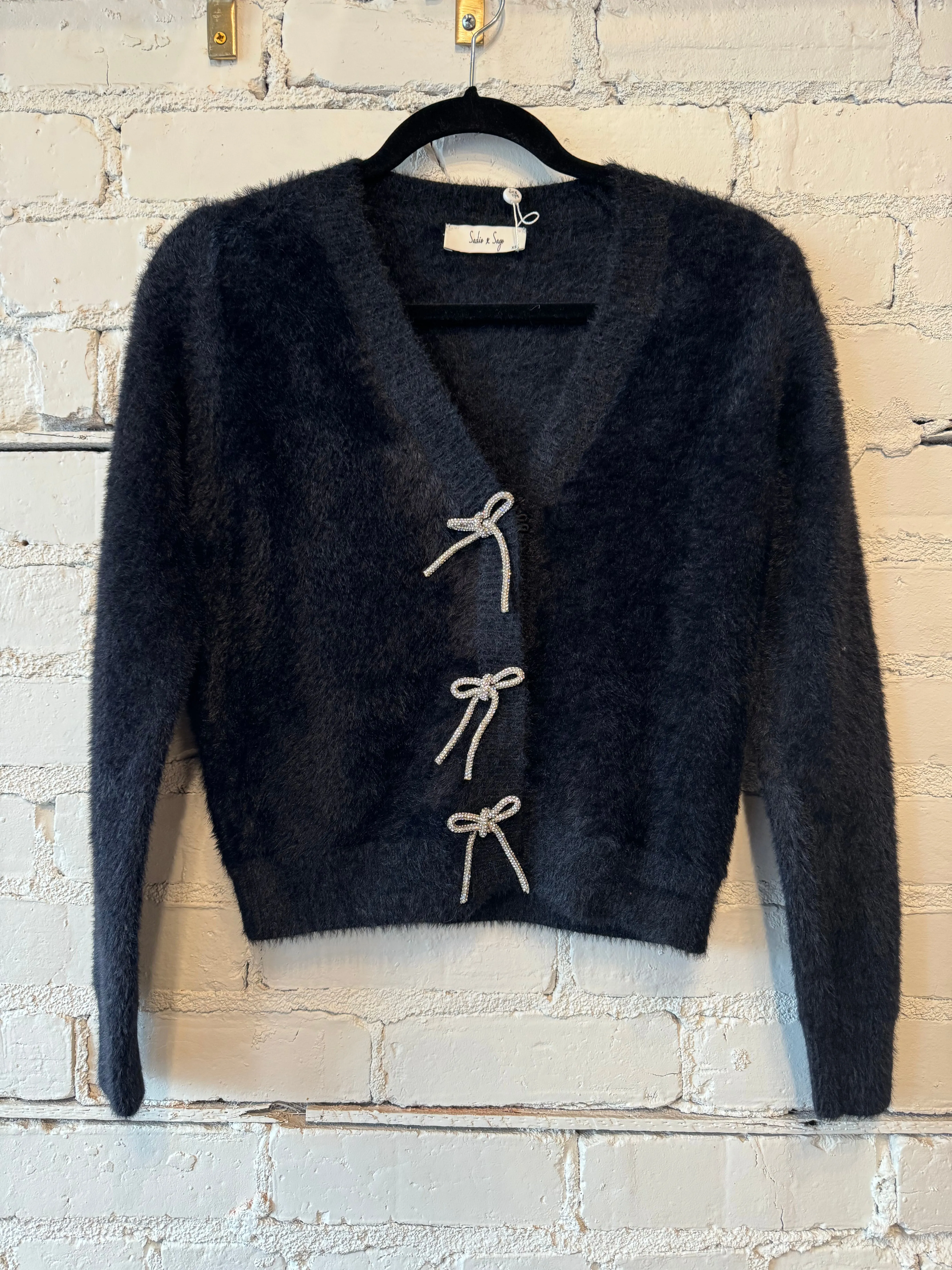 Rhinestone Bow Cardigan