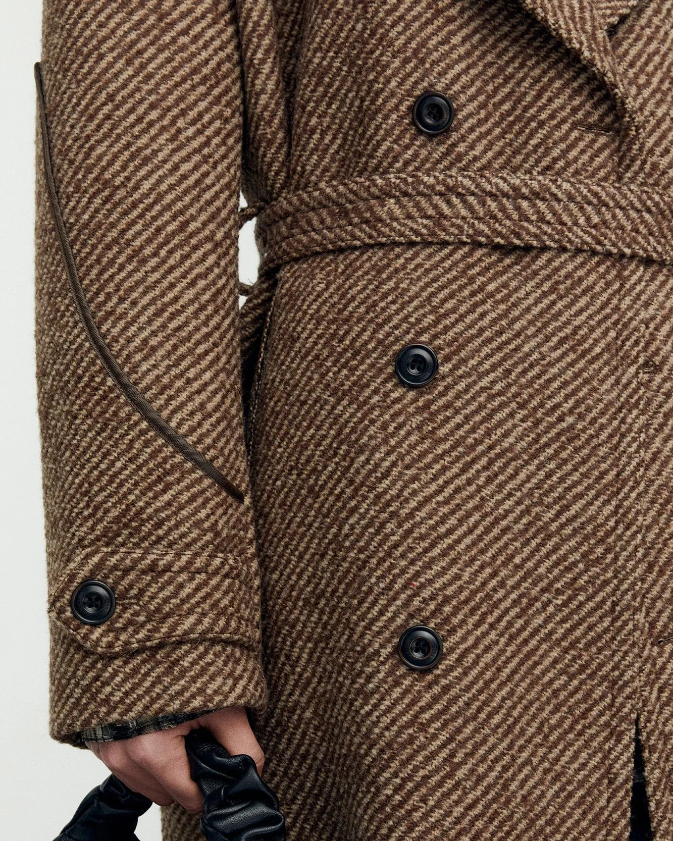 ROVY DOUBLE BREASTED BIG TWILL COAT awa639m(BROWN)