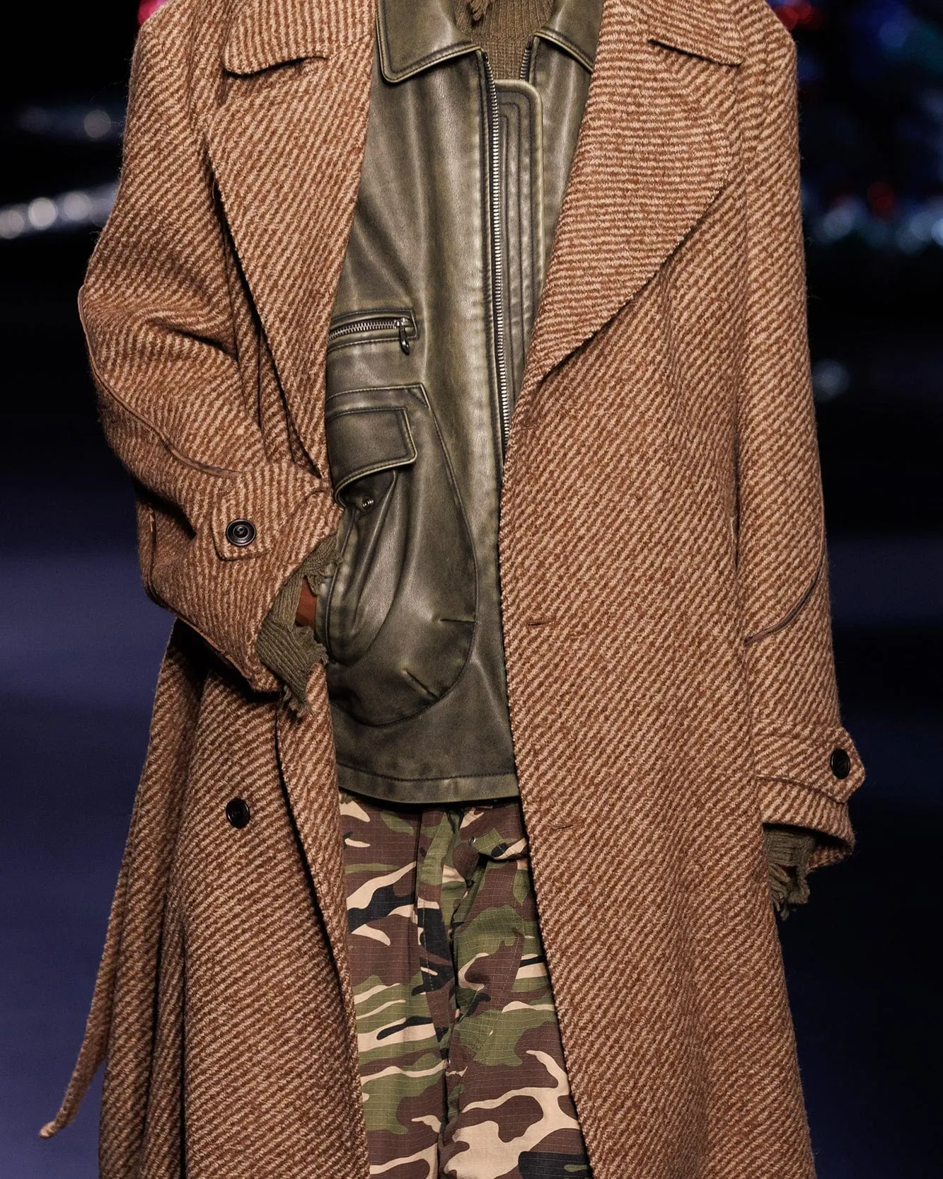 ROVY DOUBLE BREASTED BIG TWILL COAT awa639m(BROWN)