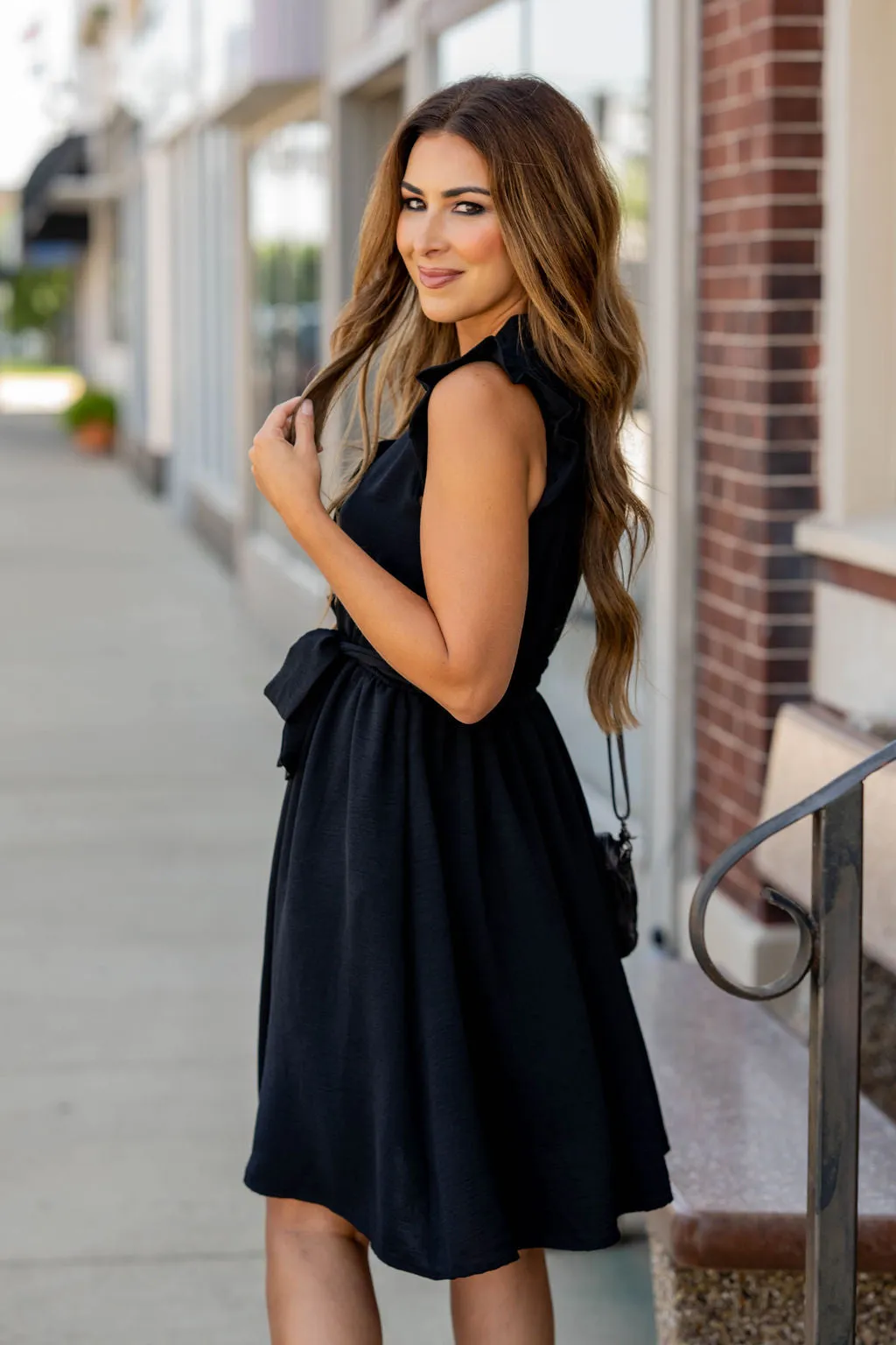 Ruffled Wrap Top Tie Waist Dress