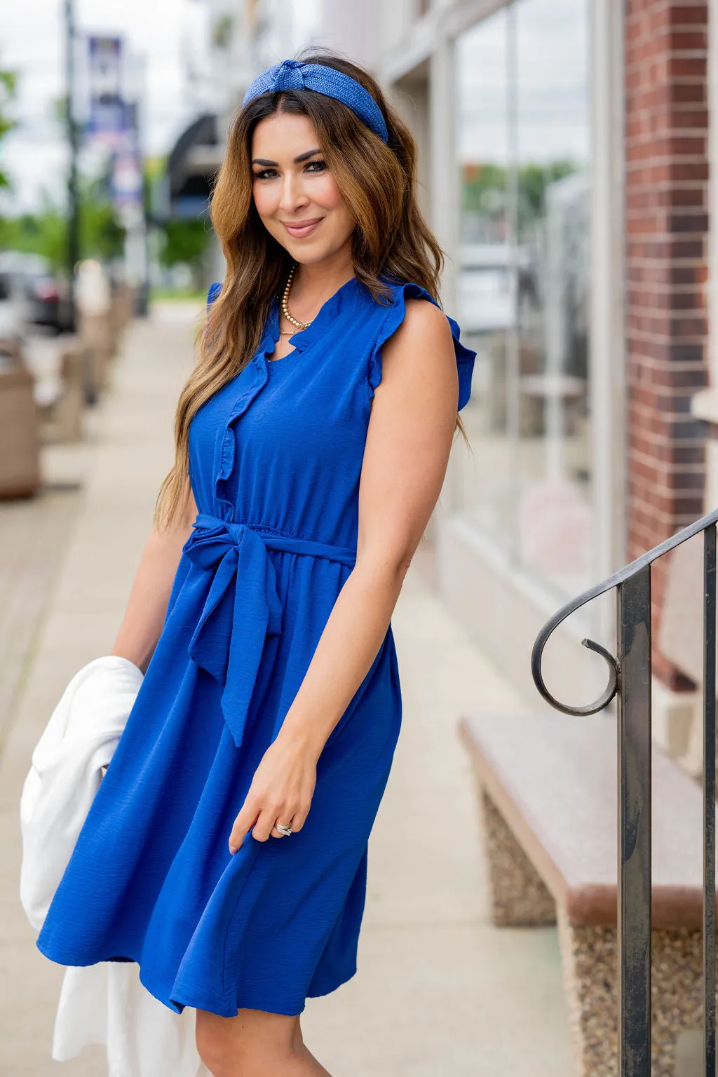 Ruffled Wrap Top Tie Waist Dress