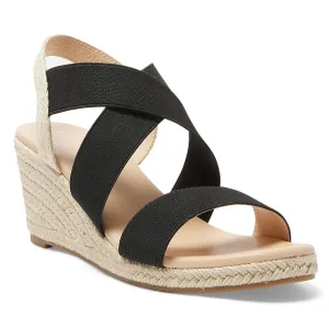 Selina Wedge in Black Fabric