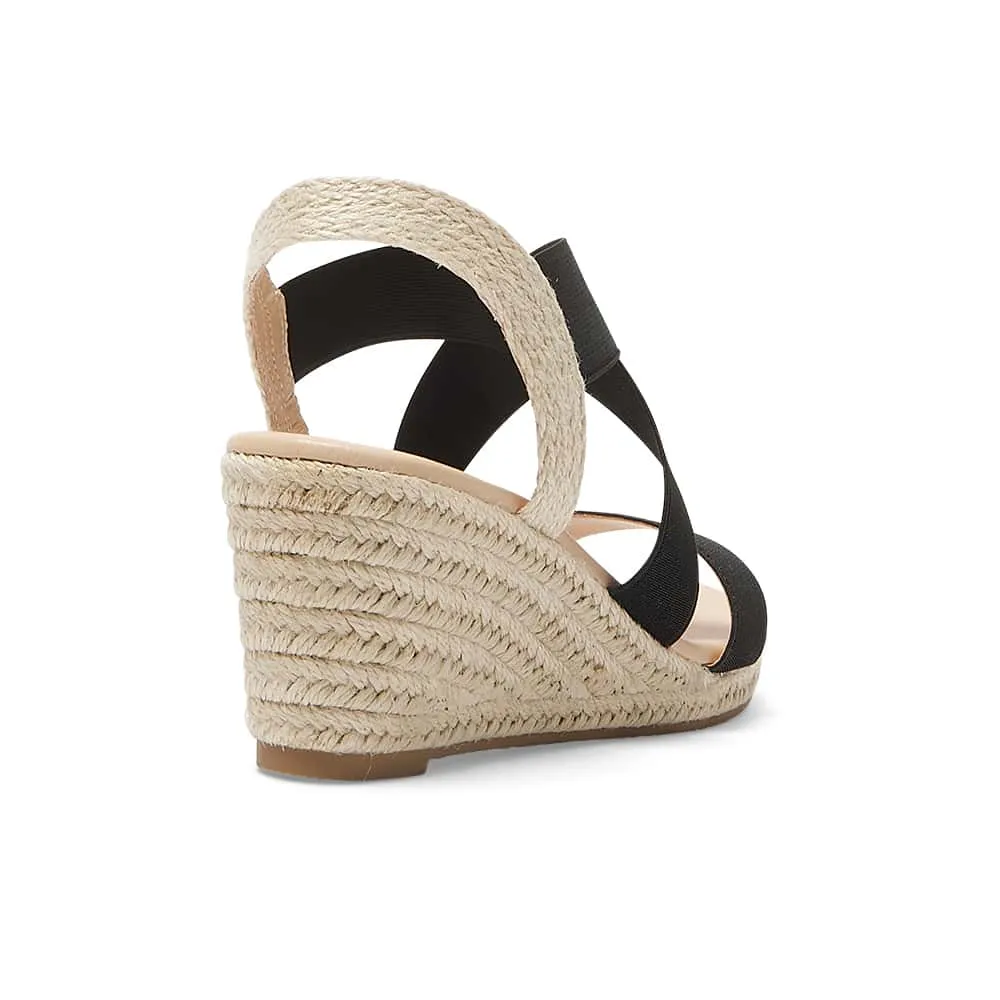 Selina Wedge in Black Fabric