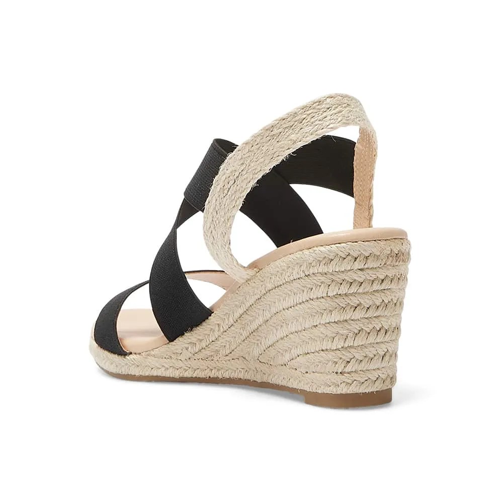 Selina Wedge in Black Fabric