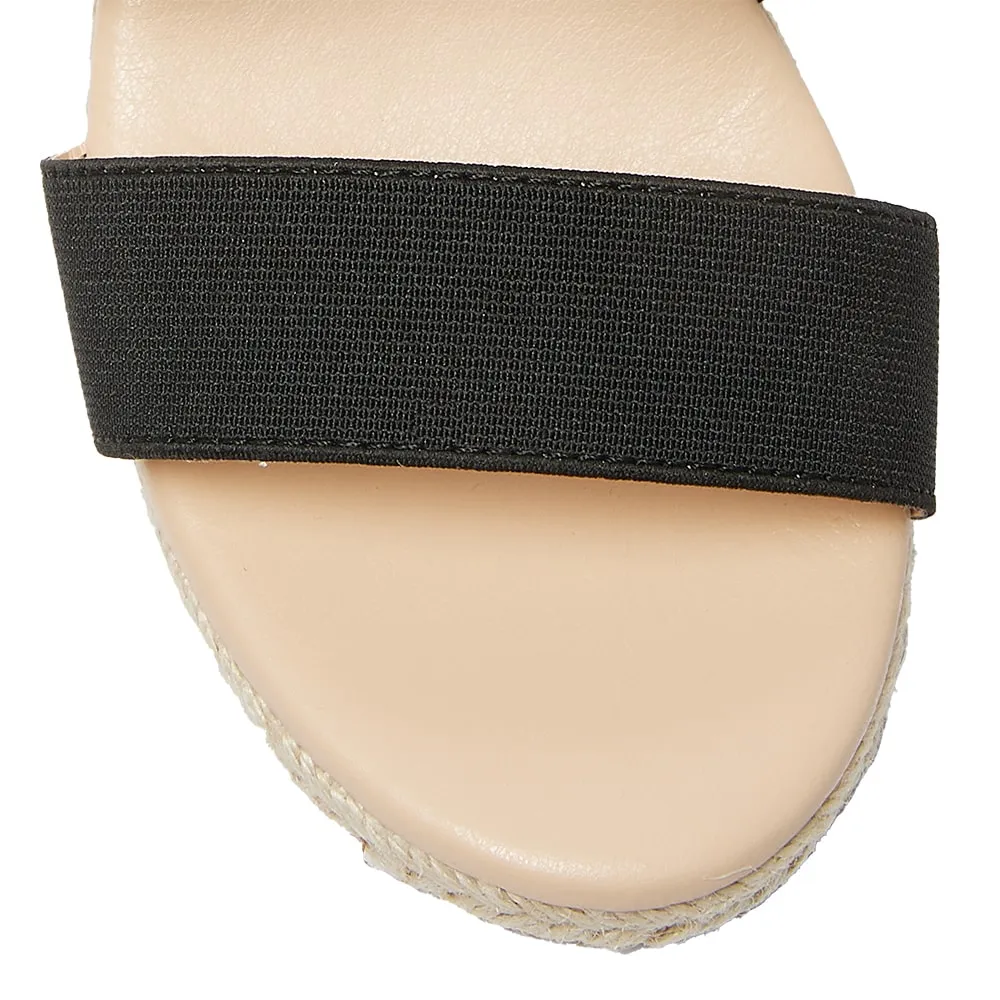 Selina Wedge in Black Fabric