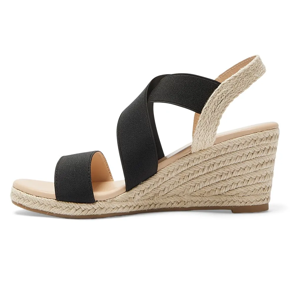 Selina Wedge in Black Fabric