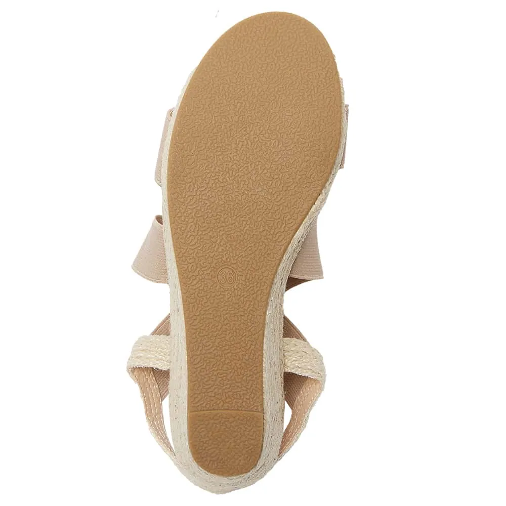 Selina Wedge in Natural Elastic Fabric