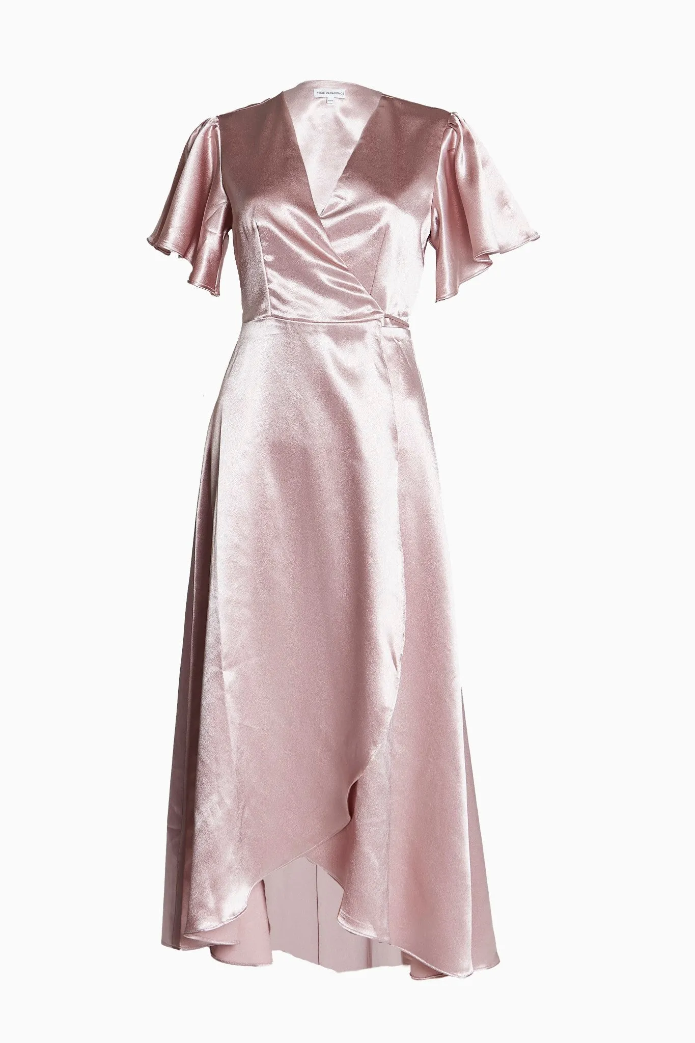Serena Dusty-Pink Bridesmaid Wrap Midi-Dress