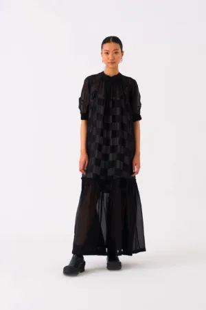 Sheer Bottom Frill Dress Black