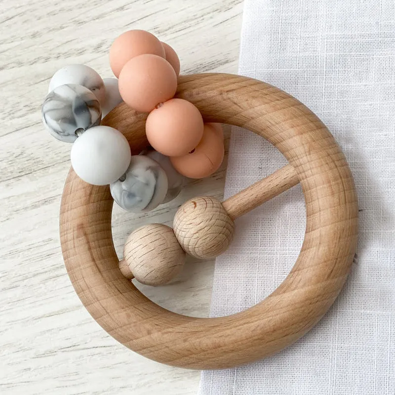 Silicone Beads Raw Wooden Rattles