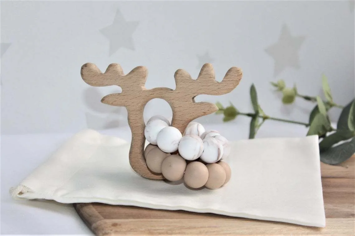 Silicone Beads Raw Wooden Rattles