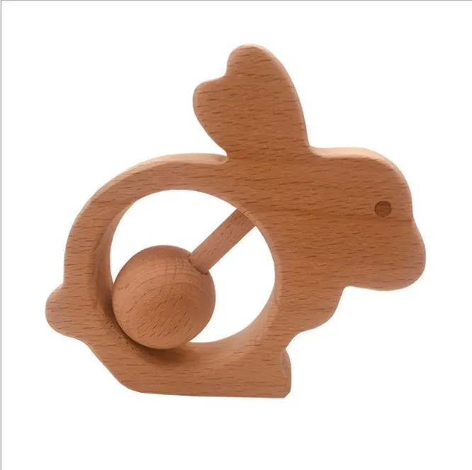 Silicone Beads Raw Wooden Rattles
