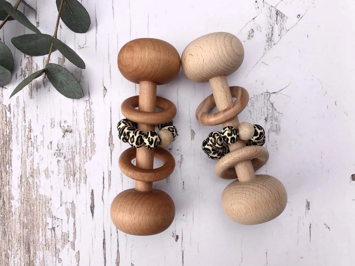 Silicone Beads Raw Wooden Rattles