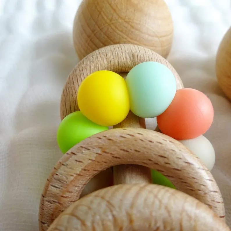 Silicone Beads Raw Wooden Rattles